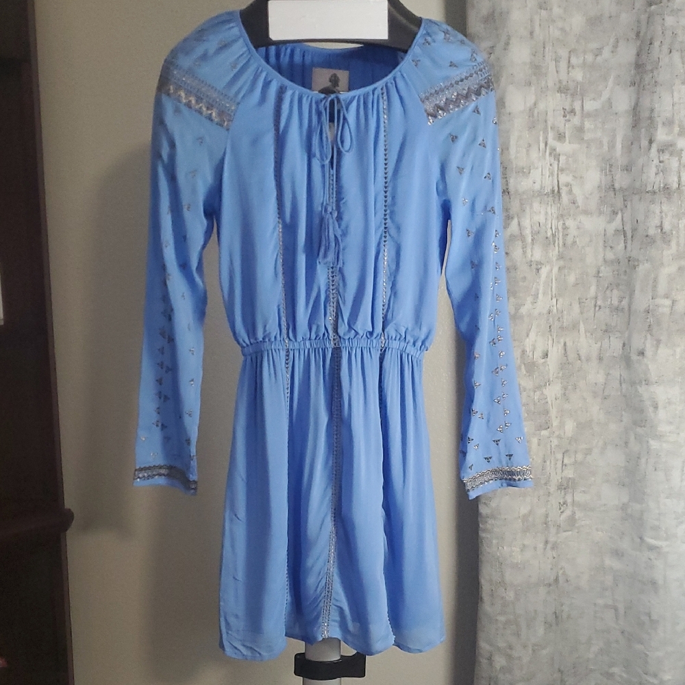 ✨The Jetset Diaries Blue Boho Embroidered Mini Dress - Size XS✨ - Picture 2 of 9